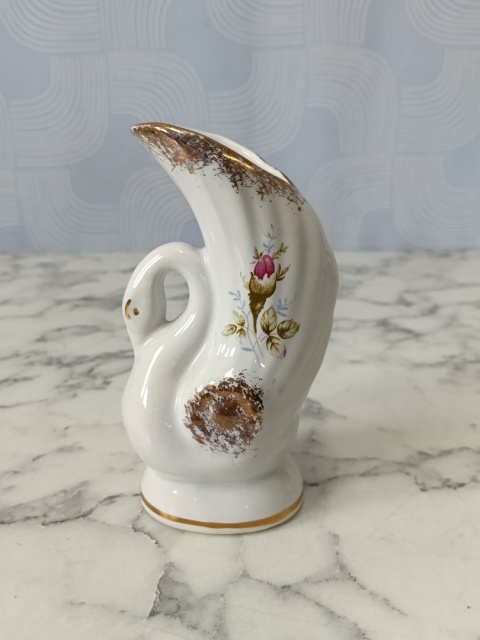 Wazonik łabędź porcelana złota róża Chodzież