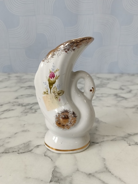 Wazonik łabędź porcelana złota róża Chodzież