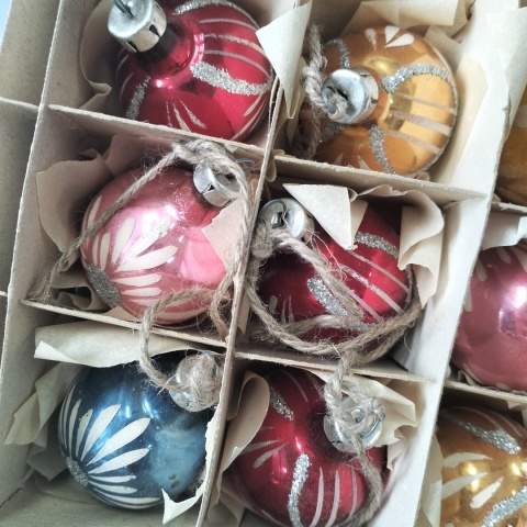 Bombki choinkowe vintage PRL zestaw 221