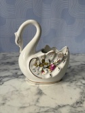 Porcelanowy łabędź złota róża