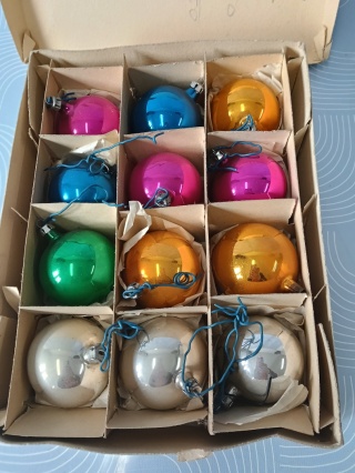 Bombki choinkowe prl szklane kolorowe Z16