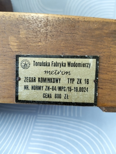 Zegar kominkowy metron ZK 16
