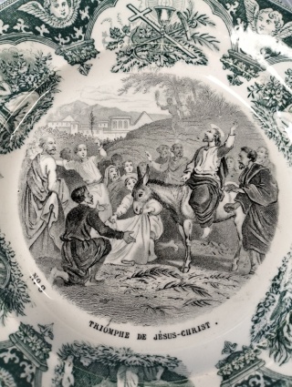 Antyczny talerz Creil et Montereau Triumf Chrystusa