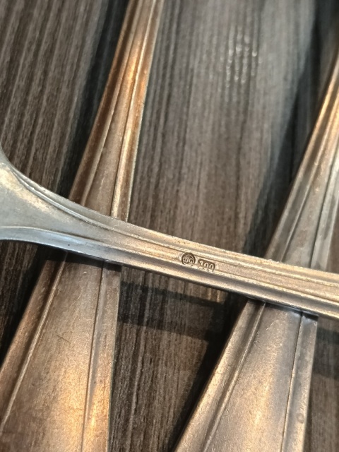 Piękne stare duże łyżki platerowane 5 sztuk S12