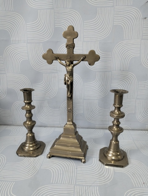 Stary krzyż krucyfiks Arma Christi zestaw kolędowy Z1