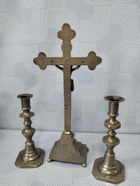 Stary krzyż krucyfiks Arma Christi zestaw kolędowy Z1