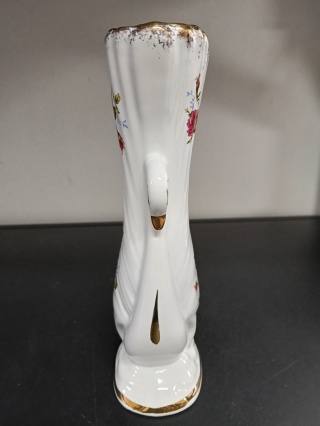 Wazon łabędź porcelana złota róża