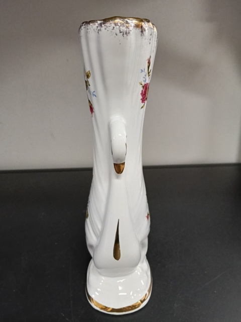 Wazon łabędź porcelana złota róża