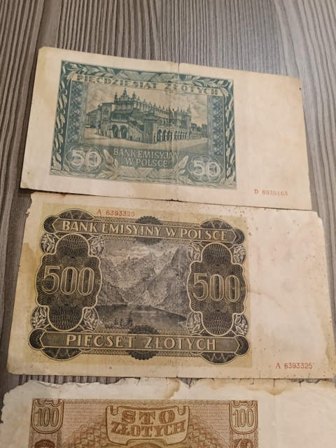 Banknoty polskie z czasów okupacji niemieckiej 3 sztuki.