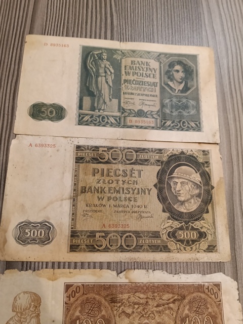 Banknoty polskie z czasów okupacji niemieckiej 3 sztuki.