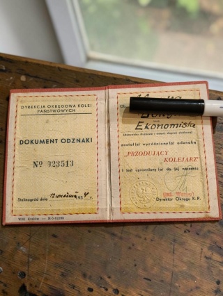 Legitymacja przodujący kolejarz 1954 p0