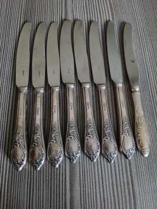 Piękne noże platerowane 8 sztuk s45