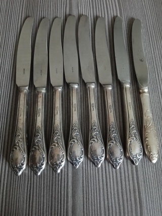 Piękne noże platerowane 8 sztuk s45