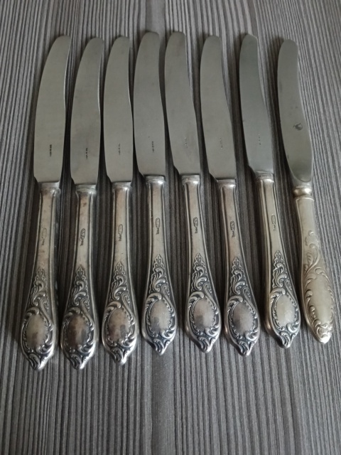 Piękne noże platerowane 8 sztuk s45
