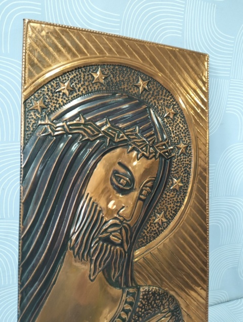 Piękny duży miedzioryt Pan Jezus