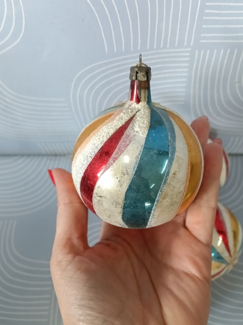Bombki choinkowe PRL w paski z28