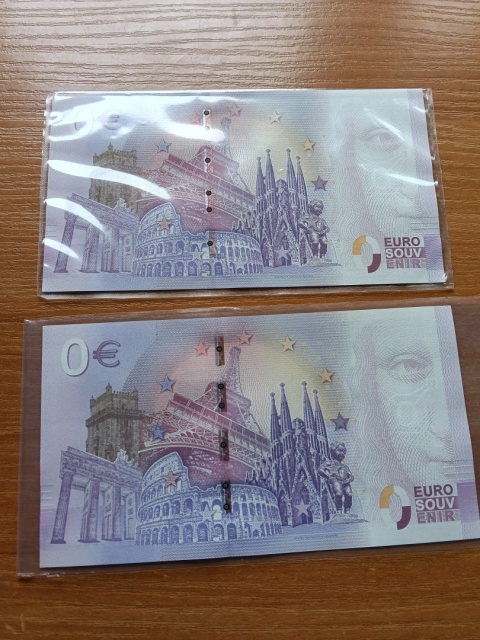 Banknoty kolekcjonerskie nominał 0 zł 2 sztuki. Stan I . Jan Paweł II i Benedykt XVI