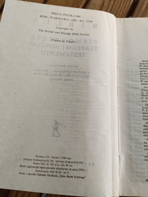 Biblia to jest pismo święte starego i nowego testamentu 1985