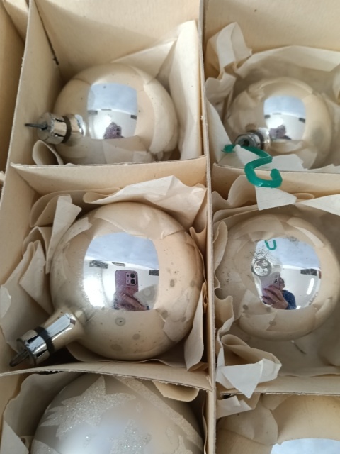 Bombki choinkowe PRL srebrne