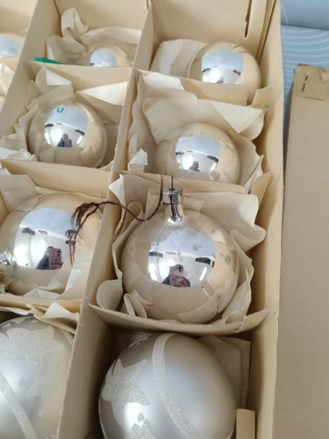 Bombki choinkowe PRL srebrne