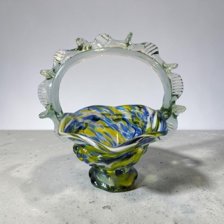 Kolorowy koszyk szkło artystyczne vintage PRL