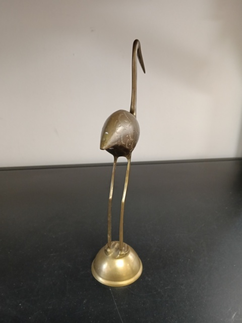 Mosiężna figurka czapla