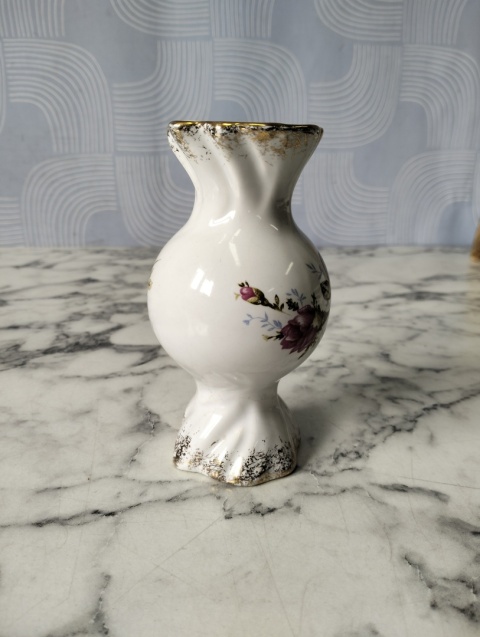 Wazonik cukierek porcelana złota róża
