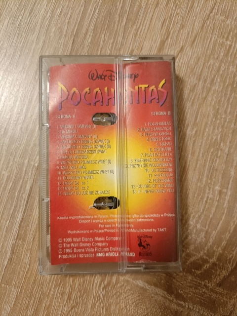 Kaseta magnetofonowa Pocahontas muzyka filmowa soundtrack