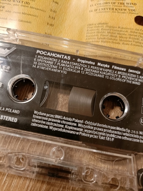 Kaseta magnetofonowa Pocahontas muzyka filmowa soundtrack