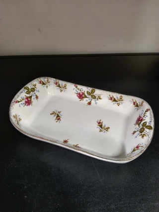 Prostokątny półmisek porcelana złota róża