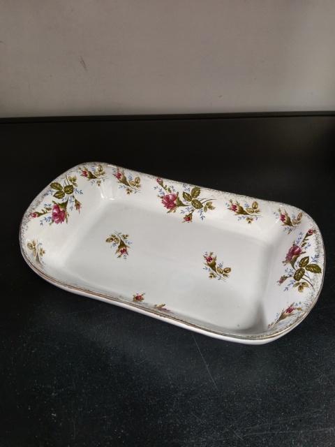 Prostokątny półmisek porcelana złota róża