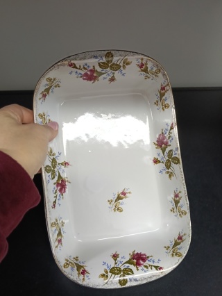 Prostokątny półmisek porcelana złota róża