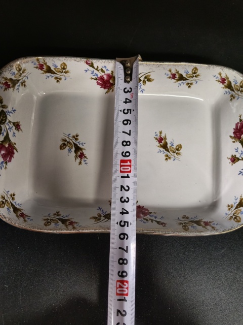 Prostokątny półmisek porcelana złota róża