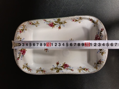Prostokątny półmisek porcelana złota róża