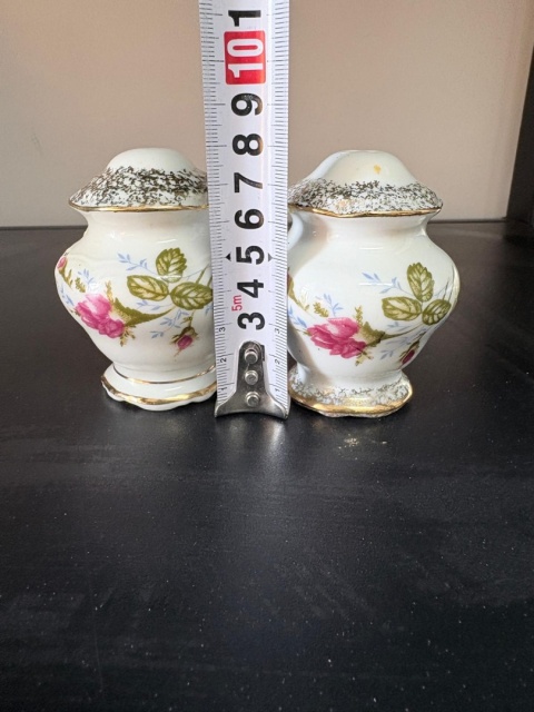 Solniczka i pieprzniczka porcelana złota róża