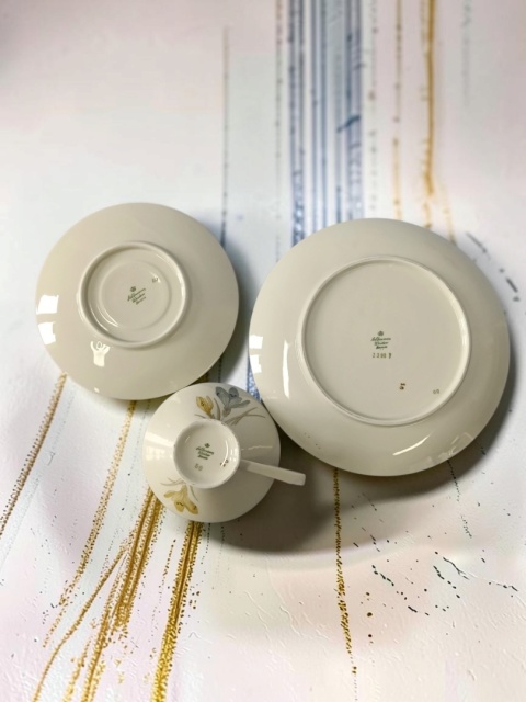 Trio śniadaniowe z krokusem porcelana Seltmann Weiden Bavaria