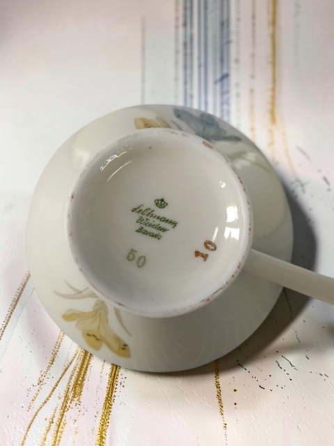 Trio śniadaniowe z krokusem porcelana Seltmann Weiden Bavaria