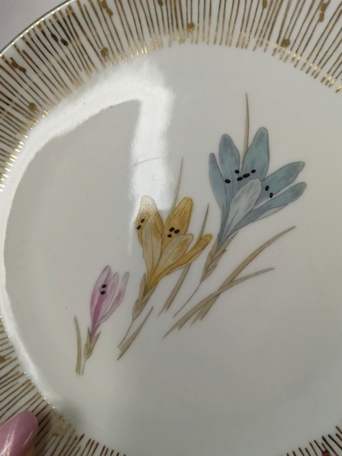 Trio śniadaniowe z krokusem porcelana Seltmann Weiden Bavaria