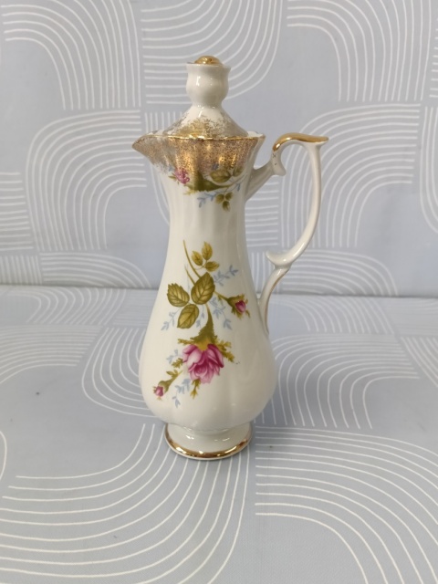 Elegancki dzbanuszek na ocet oliwę porcelana Chodzież złota róża