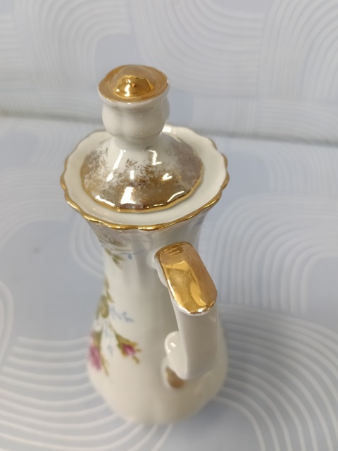 Elegancki dzbanuszek na ocet oliwę porcelana Chodzież złota róża