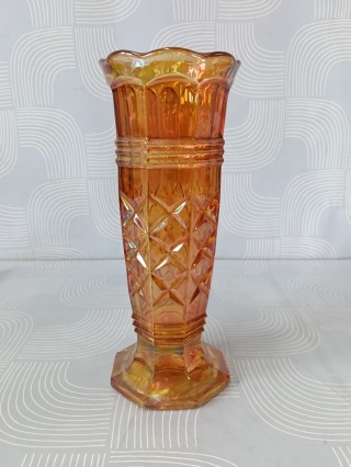 Przedwojenny wazon Carnival Glass Art Deco huta Hortensja