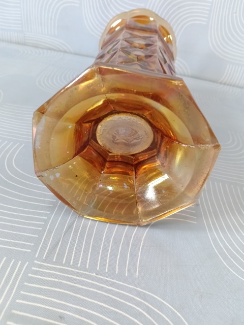 Przedwojenny wazon Carnival Glass Art Deco huta Hortensja