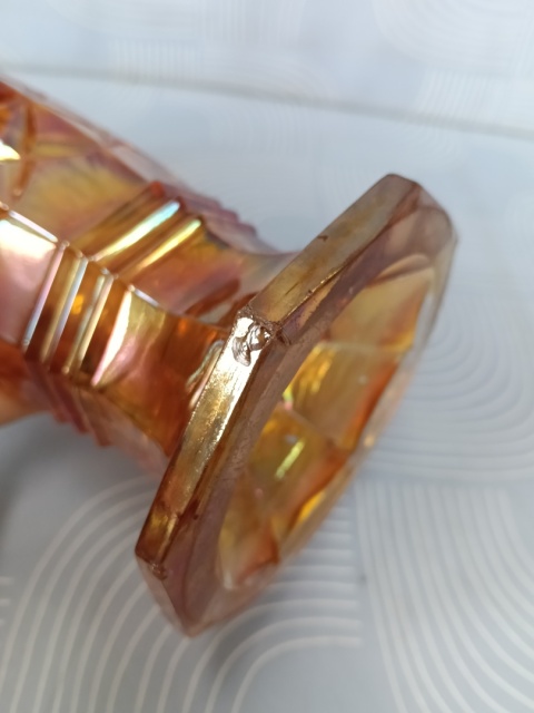 Przedwojenny wazon Carnival Glass Art Deco huta Hortensja