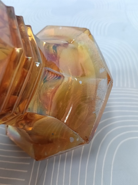 Przedwojenny wazon Carnival Glass Art Deco huta Hortensja