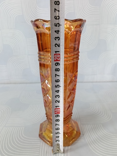 Przedwojenny wazon Carnival Glass Art Deco huta Hortensja