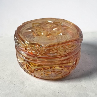 Stara bombonierka Carnival Glass HSG Hortensja