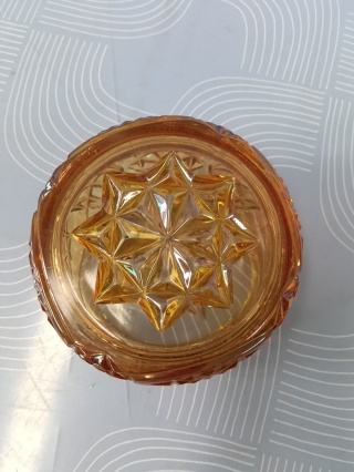 Stara bombonierka Carnival Glass HSG Hortensja