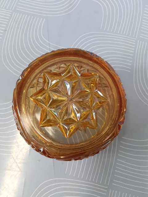 Stara bombonierka Carnival Glass HSG Hortensja