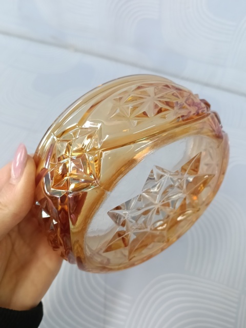 Stara bombonierka Carnival Glass HSG Hortensja