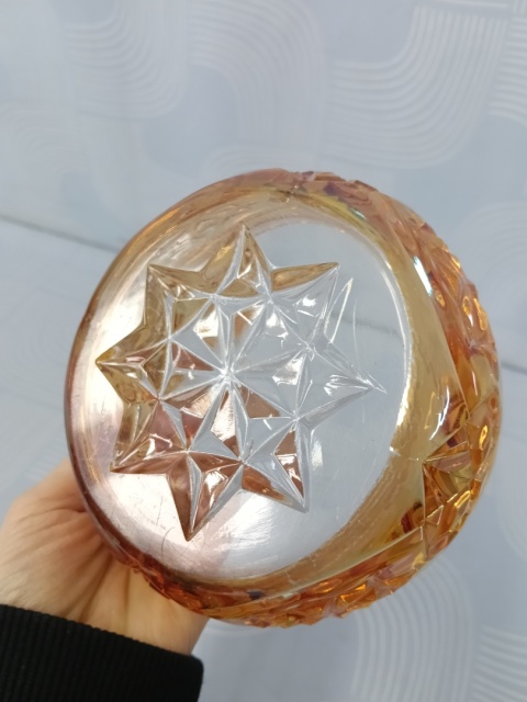 Stara bombonierka Carnival Glass HSG Hortensja